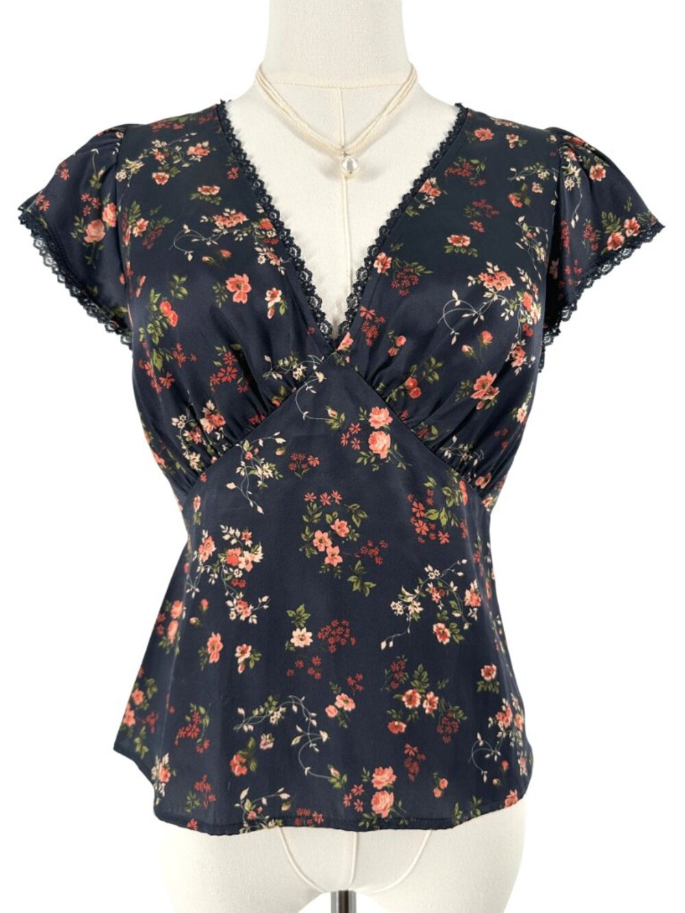 Reformation Wilder Silk Top Jolene Black Floral Victorian Whimsigoth 4